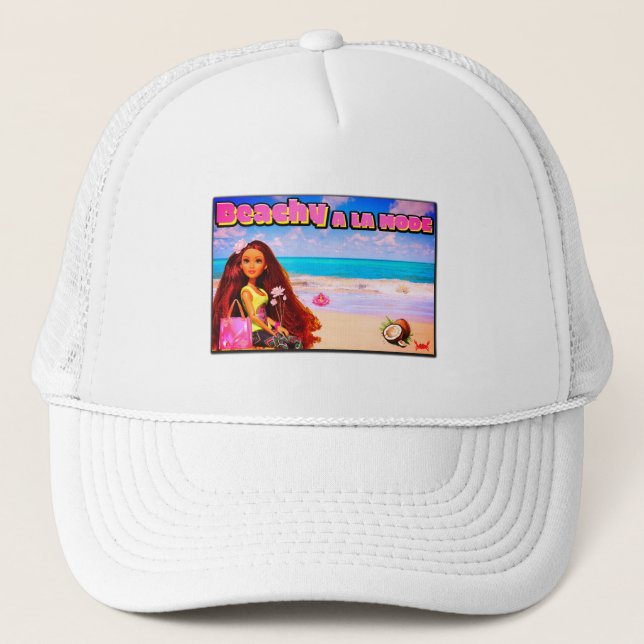 Mikitiez Thailand coconut beach lotus pink white Trucker Hat (Front)