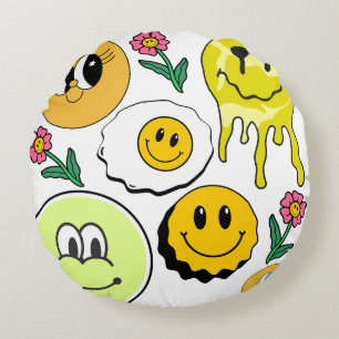 Mikitiez Throw Pillow Smileyface yellow garden