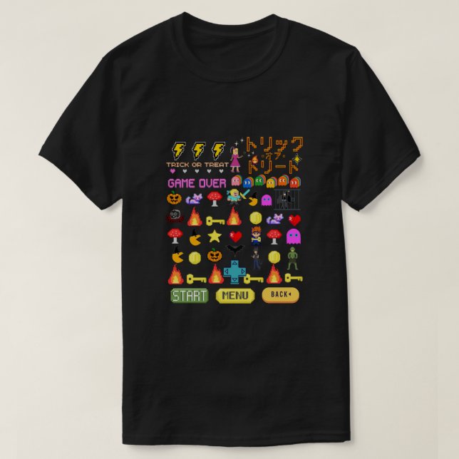Mikitiez videogame pixel halloween spooky bat  T-Shirt (Design Front)