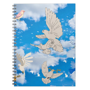Mikitiez white bird blue sky summer beach freedom notebook