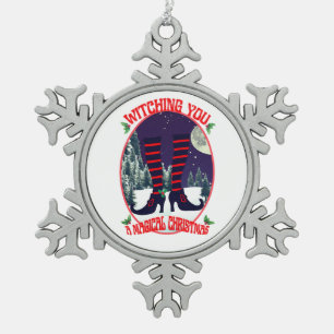 Mikitiez witch magical holy christmasnight santa snowflake pewter christmas ornament