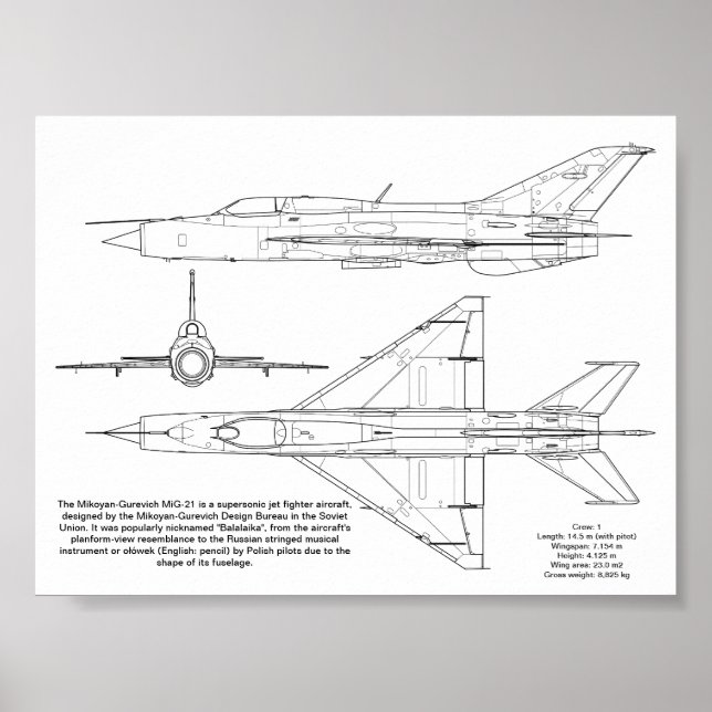 Mikoyan-Gurevich MiG-21 Poster (Front)