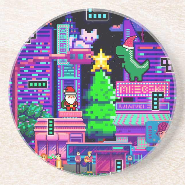 Miktitiez holidaymode grandma christmas family  coaster (Front)