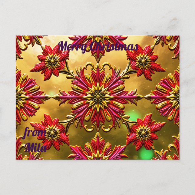 MILA ~ CHRISTMAS ~ 3D flower pattern ~ Postcard (Front)