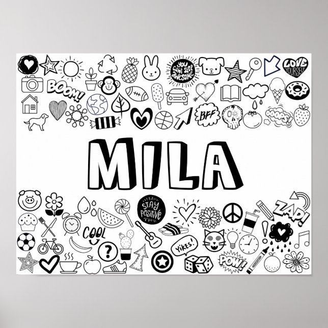 'MILA' Colour-it-Yourself Outline Design Poster (Front)