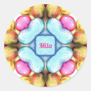 MILA EASTER ~ WOW! Pretty Eggs for Easter Giving ~ Classic Round Sticker
