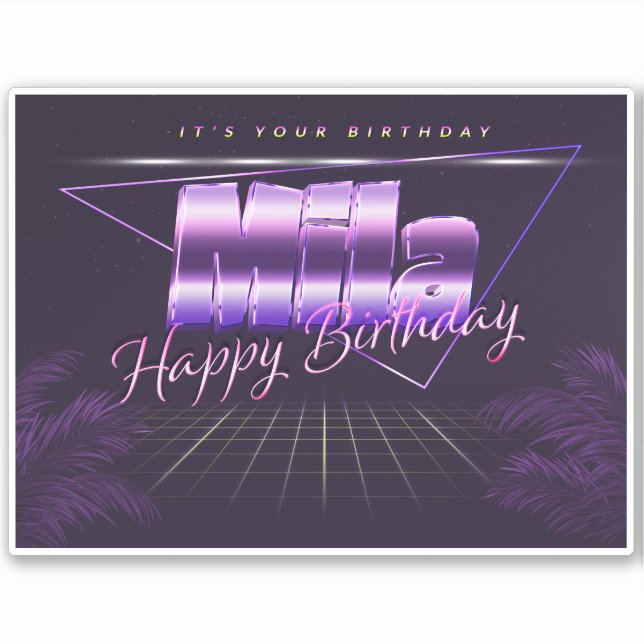 Mila Name First name lila retro sticker birthday (Front)