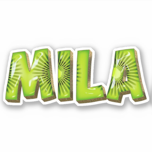 Mila Name Kiwi Design Aufkleber Sticker (Front)