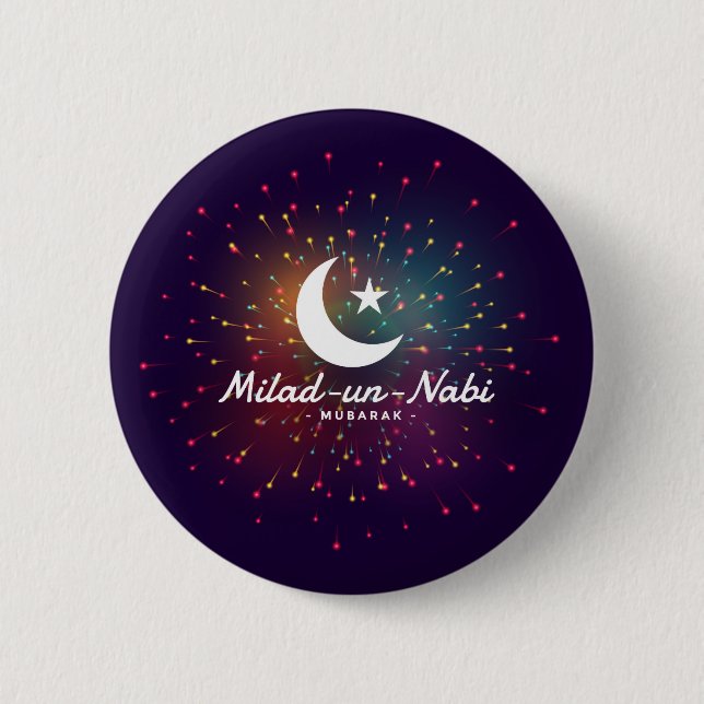 Milad-un-Nabi Mubarak 6 Cm Round Badge (Front)