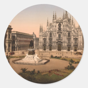 Milan Cathedral and Piazza, Lombardy, Italy Classic Round Sticker