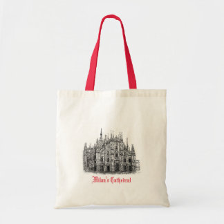 Milan Cathedral Drawing Red White Tote Bag
