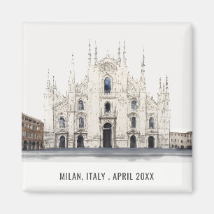 Milan Cathedral Italy Watercolor Italian Travel Magnet