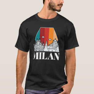 Milan Cathedral Retro Skyline Italy T-Shirt