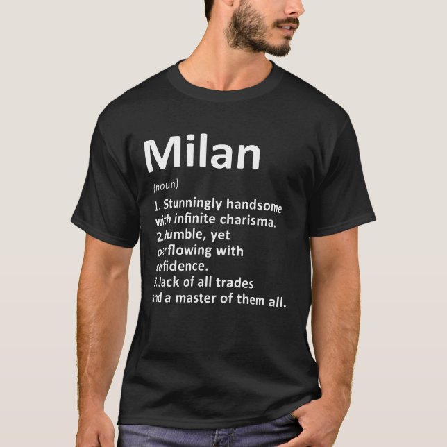 Milan Definition Personalised Name Funny Birthday  T-Shirt (Front)