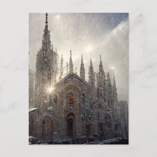 Milan duomo in the snow  postcard (Front)