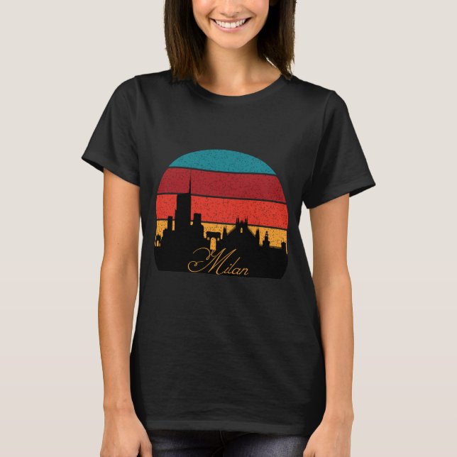 Milan Duomo Retro Synthwave Travel T-Shirt (Front)