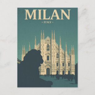 Milan Duomo Vintage Travel Art Postcard