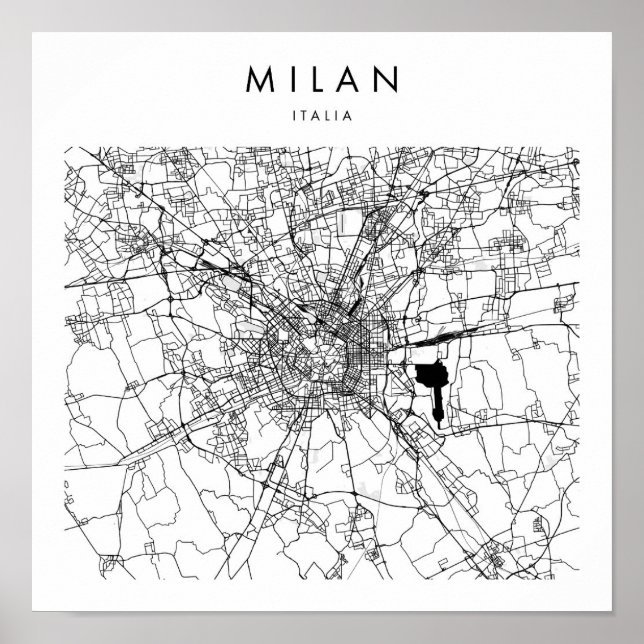 Milan Italia Minimal Modern Street Map Poster (Front)