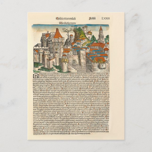 Milan Italy 1493 Mediaeval Chronicle Old Book Postcard (Front)