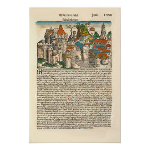 Milan Italy 1493 Medieval Chronicle Old Book Poster