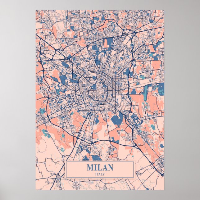 Milan - Italy Breezy City Map  Poster (Front)