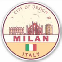 Milan Italy City Skyline Emblem