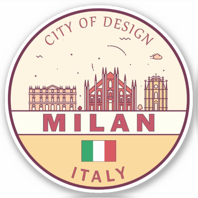 Milan Italy City Skyline Emblem (Front)