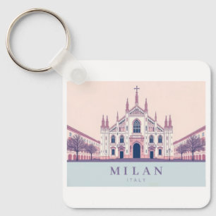 Milan Italy Duomo di Milano Pastel Travel Key Ring