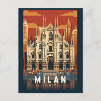 Milan Italy Duomo di Milano Travel Art Vintage Postcard