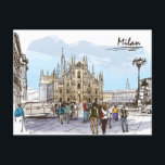 Milan Italy Duomo di Milano Travel Art Vintage  Postcard<br><div class="desc">vintage,  retro,  travel,  modern,  watercolor,  classic,  Milan Italy,  Duomo di Milano,  milano,  Italy,  Milan, </div>