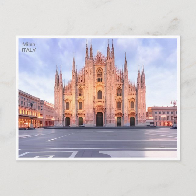 Milan Italy Duomo di Milano Travel Art Vintage  Postcard (Front)