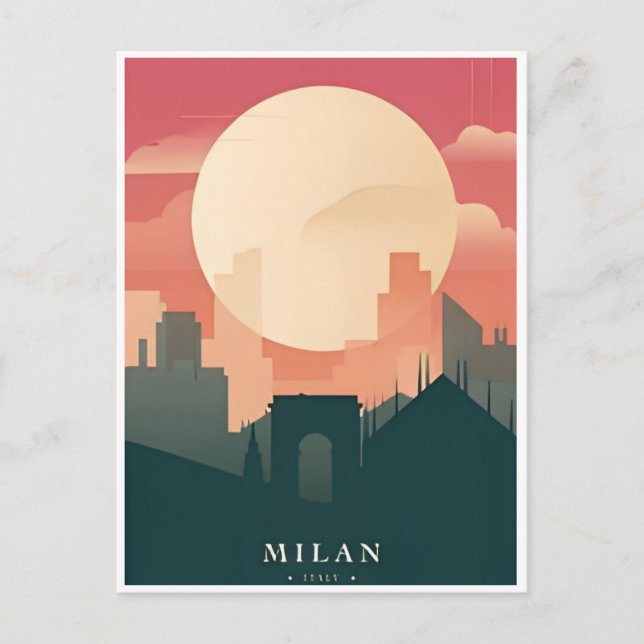 Milan Italy Duomo di Milano Travel Art Vintage  Postcard (Front)