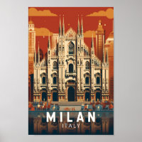 Milan Italy Duomo di Milano Travel Art Vintage