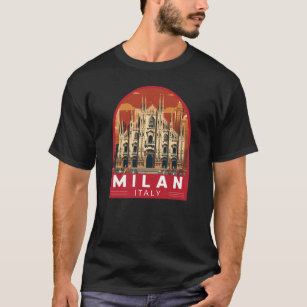 Milan Italy Duomo di Milano Travel Art Vintage T-Shirt