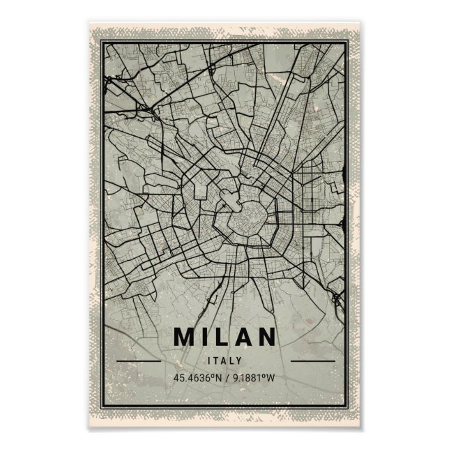 Milan italy map print poster canvas (Front)