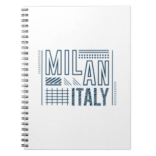Milan Italy Modern Typography Travel Graphic Desig Notebook