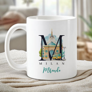 Milan Italy Monogram Letter M Personalised Gift Coffee Mug