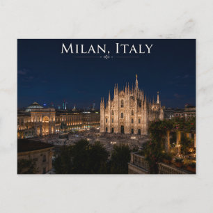 Milan Italy Night City View Travel Postcard