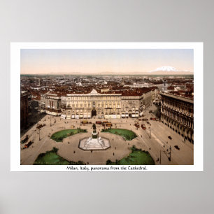 Milan Italy Panorama,  19th century print
