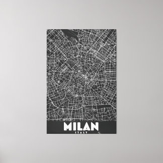 Milan Italy Retro Map Canvas Print