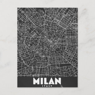 Milan Italy Retro Map Postcard