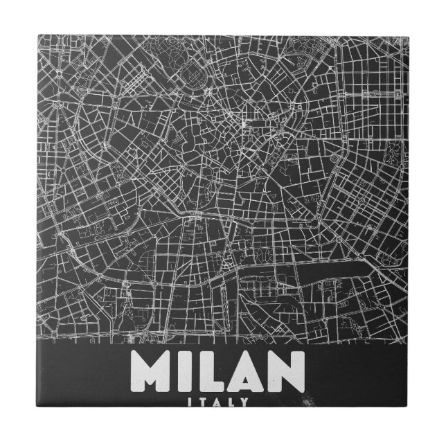 Milan Italy Retro Map Tile (Front)