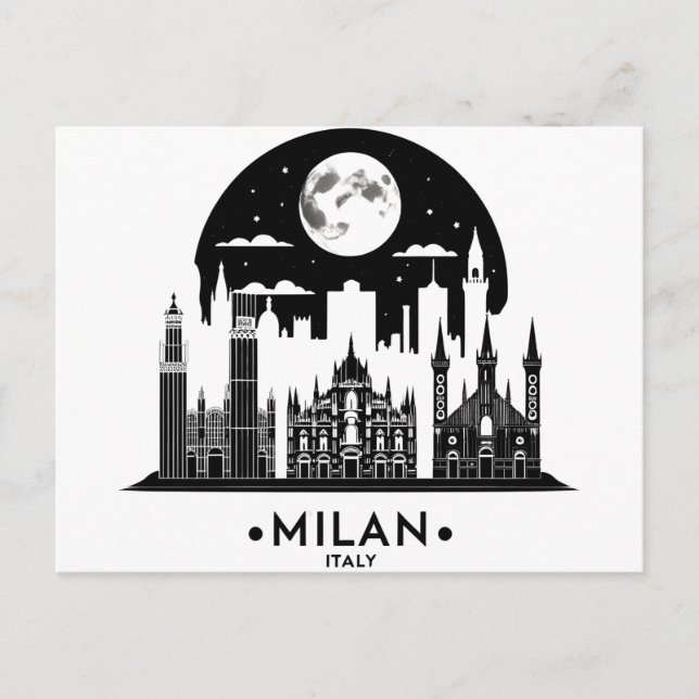 Milan Italy Skyline Postcard (Front)
