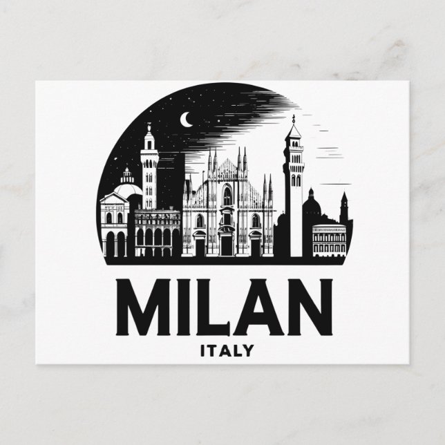 Milan Italy Skyline Postcard (Front)