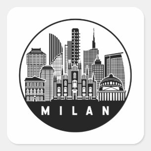 Milan Italy Skyline Square Sticker