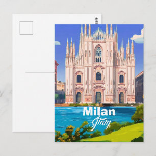 Milan Italy Travel Postcard, Milan Travel Art, Ita Postcard