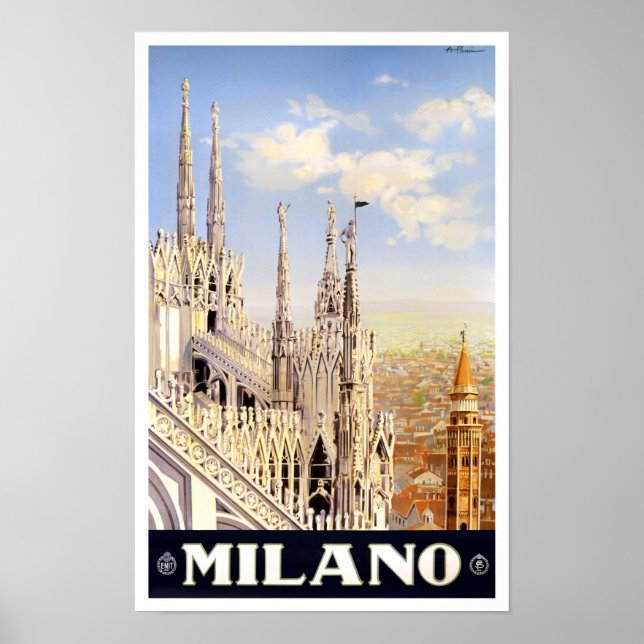 Milan Italy vintage travel Poster (Front)