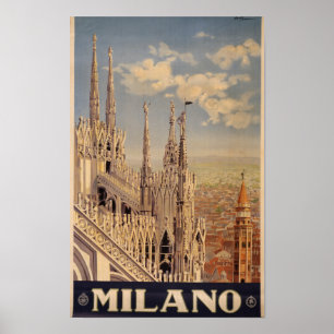 Milan Italy Vintage Travel Poster
