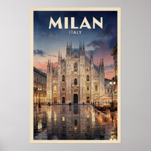 Milan Italy Vintage Travel Poster
