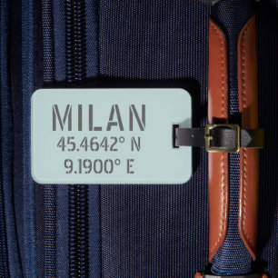 Milan Latitude Longitude Luggage Tag